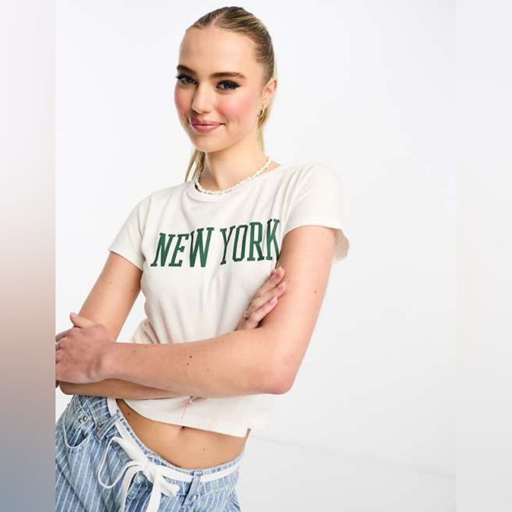 Gray And Navy New York Graphic Tee Hollister